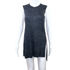WHISTLES Women’s Gray Sleeveless Linen Blend Hi-Low Hem Tunic Knit Top Size L